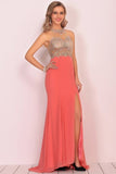 2024 Mermaid Scoop Chiffon Prom Dresses With Beads P9CELKSE