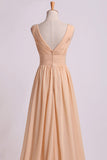 2024 Bridesmaid Dress V Neck A Line Floor Length Chiffon With PG8TQ3KP