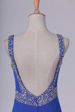 2024 Straps Open Back Prom Dresses Mermaid Spandex With Beads PNDTS7TK