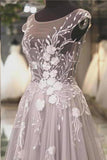 Prom Dress Scoop Lace Sweep Tulle P5TL8KGR