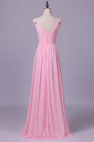 2024 Straps Bridesmaid Dresses A Line Chiffon With Ruffles PF2H8YNJ