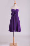 2024 Bridesmaid Dresses Sweetheart Knee Length Chiffon With Handmade Flower A P8RT8PAC