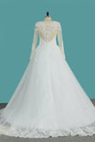 2024 Wedding Dresses Scoop Long Sleeves A Line Tulle P62H65E2