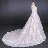 Ball Gown Strapless Wedding Dresses with Lace Applique, Lace Up Bridal Dress STI15071