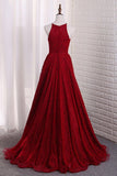 2024 New Arrival Lace Halter Prom Dress High PLEZNXAX