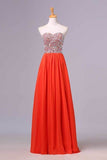 2024 Prom Dresses A-Line Sweetheart Chiffon Floor Length With PRLDN12B