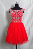 Homecoming Dresses 2024 Scoop Short/Mini Tulle Beaded P1K3R1A5