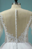 2024 Wedding Dresses Scoop Long Sleeves A Line Tulle PLXLME5B