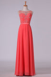 2024 New Arrival Prom Dresses A Line Bateau Chiffon With Ribbon Sweep PRMTN1MA