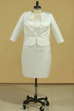 2024 Mother Of The Bride Dresses Scoop With Applique And Jacket Sheath PX5CZR7P