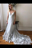 Unique Spaghetti Strap Long Cheap Tulle Prom/Wedding Dresses P3FECHRT