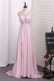 2024 Prom Dresses A Line Scoop Chiffon With Ruffles PM4A7FDY