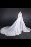 Gorgeous Long Sleeves Long Wedding Dresses V Neck Long PYTGHFTB