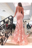 Mermaid V Neck Spaghetti Straps Long Prom Dresses Appliques Party Dress Chiffon And STIPFT7D7JQ