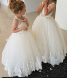 Princess Ivory Flower Girl Dresses with Lace Appliques, Cute Little Girl Dress STI15590