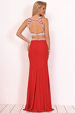 2024 Two-Piece Scoop Prom Dresses Spandex With Beads PADNDANG