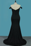 2024 Off The Shoulder Satin Mermaid Evening Dresses PZ5JHX1B