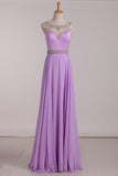 2024 Prom Dresses Scoop A Line With PL3LPECD