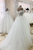 See-Through Off The Shoulder Long Wedding Dress P56Q93BZ