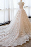 Ball Gown Off The Shoulder Appliques Wedding Dresses Ivory Bridal STIPAQ8752B