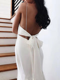 Princess Spaghetti Straps Backless V Neck Mermaid Wedding Dresses Bridal Dresses STI15306