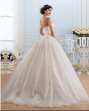 White Tulle Sweetheart Strapless Open Back Ball Gown Sleeveless Floor-Length Wedding Dress