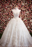 Sweetheart Ball Gown Sleeveless White Tulle Beads Appliques Sweep Train Wedding