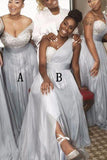 A Line Sweetheart One Shoulder Grey Beading One Shoulder Bridesmaid Dresses uk PW280