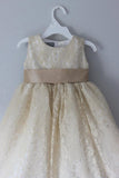 Princess A Line Lace Scoop with Bow Cheap Rustic Flower Girl Dresses