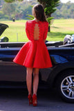 Red Cocktail Dress Sexy Long sleeve Backless Lace homecoming