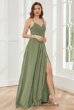 Spaghetti Straps Split Chiffon Bridesmaid Dresses