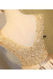 Light beads satins lace round neck homecoming dress