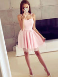 A-Line/Princess Satin Spaghetti Straps Ruched Sleeveless Short/Mini Dresses TPP0008571