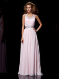 A-Line/Princess Scoop Sleeveless Beading Long Chiffon Dresses TPP0003531