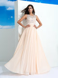 A-Line/Princess Sheer Neck Beading Sleeveless Long Chiffon Dresses TPP0003065