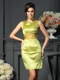 Sheath/Column Scoop Beading Sleeveless Short Silk like Satin Mother of the Bride Dresses TPP0007457