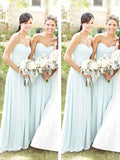 A-Line/Princess Sleeveless Sweetheart Floor-Length Chiffon Bridesmaid Dresses TPP0005669