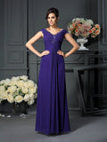 A-Line/Princess V-neck Beading Sleeveless Long Chiffon Mother of the Bride Dresses TPP0007212