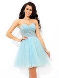 A-Line/Princess Sweetheart Beading Short Sleeveless Satin Cocktail Dresses TPP0008752