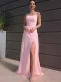 A-Line/Princess Floor-Length Halter Sleeveless Chiffon Ruffles Dresses TPP0001506