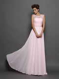 A-Line/Princess Scoop Beading Sleeveless Long Chiffon Dresses TPP0003772