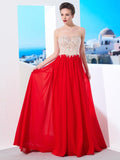 A-Line/Princess Strapless Beading Sleeveless Chiffon Sweep/Brush Train Dresses TPP0003735