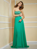 A-Line/Princess Strapless Sleeveless Rhinestone Long Chiffon Dresses TPP0004228