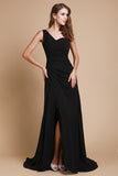 A-Line/Princess One-Shoulder Sleeveless Ruffles Long Chiffon Dresses TPP0004052