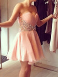 A-Line/Princess Sleeveless Sweetheart Beading Chiffon Short/Mini Dresses TPP0008796