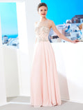 A-Line/Princess Scoop Sleeveless Chiffon Crystal Floor-length Dresses TPP0002536