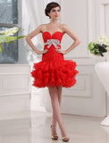 A-Line/Princess Beading Sweetheart Sleeveless Short Organza Cocktail Dresses TPP0008971