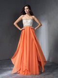 A-Line/Princess Beading Sweetheart Sleeveless Long Chiffon Dresses TPP0003849