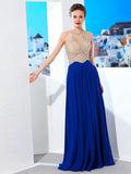 A-Line/Princess Scoop Sleeveless Floor-Length Crystal Chiffon Dresses TPP0002834