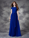 A-line/Princess Bateau Lace Sleeveless Long Chiffon Bridesmaid Dresses TPP0005036